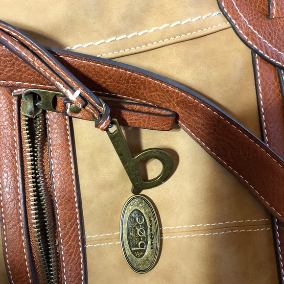 BOC Born Concept  Shoulder Bag Purse Brown Tan Faux Leather Brown And Beige - Picture 5 of 7
